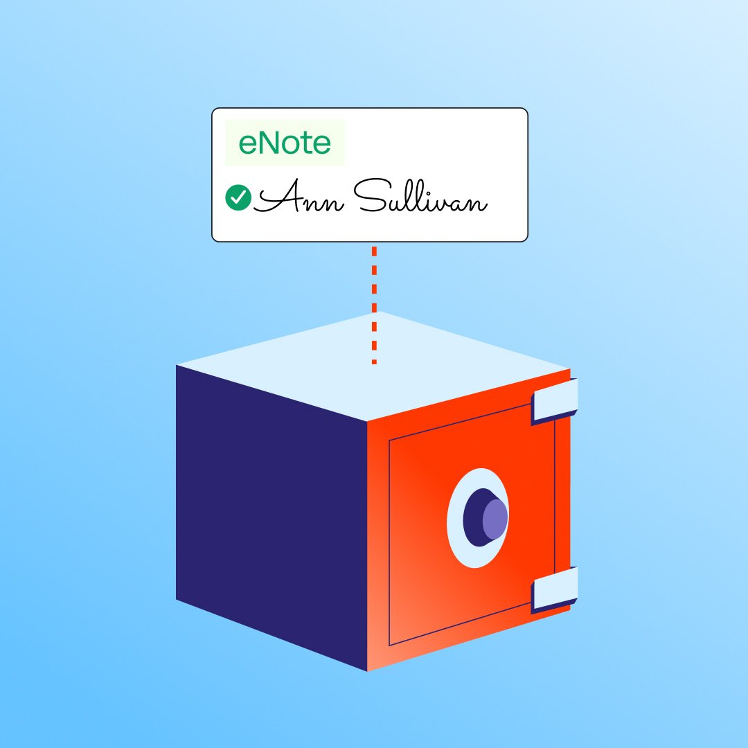 electronic promissory note (eNote) is stored in the eVault